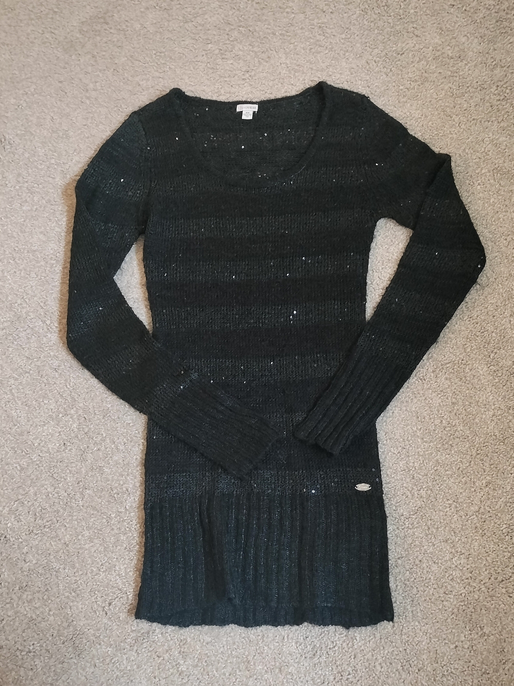 Guess Black Sequined Knit Tunic